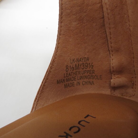 Lucky Brand Tan Leather Gladiator Sandals With Back Zipper Closure Size 8.5 - Picture 5 of 8